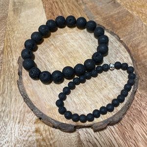 His and Hers Lava Stone Energy Bracelet Set
